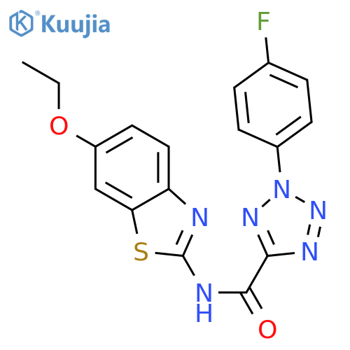 N-(6-ethoxy-1,3-benzothiazol-2-yl)-2-(4-fluorophenyl)-2H-1,2,3,4-tetrazole-5-carboxamide structure