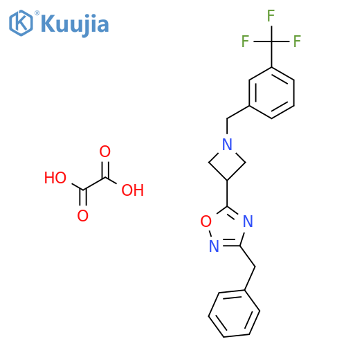 3-benzyl-5-(1-{3-(trifluoromethyl)phenylmethyl}azetidin-3-yl)-1,2,4-oxadiazole; oxalic acid structure