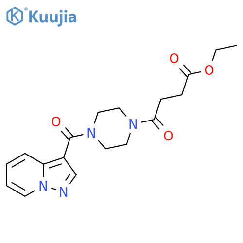 ethyl 4-oxo-4-(4-{pyrazolo[1,5-a]pyridine-3-carbonyl}piperazin-1-yl)butanoate structure