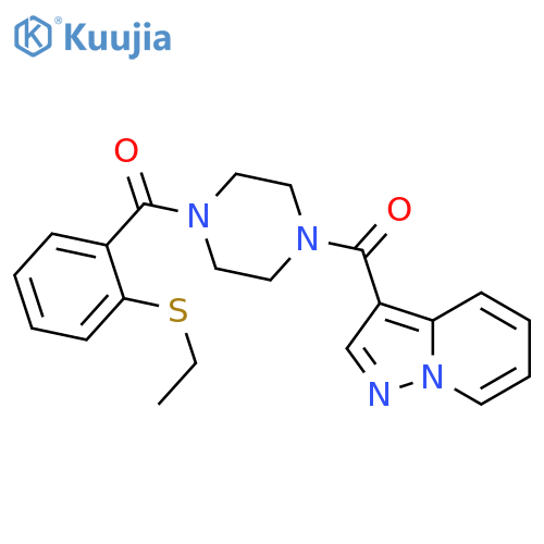 1-[2-(ethylsulfanyl)benzoyl]-4-{pyrazolo[1,5-a]pyridine-3-carbonyl}piperazine structure
