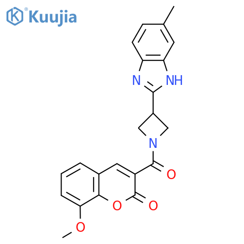 8-methoxy-3-3-(5-methyl-1H-1,3-benzodiazol-2-yl)azetidine-1-carbonyl-2H-chromen-2-one structure