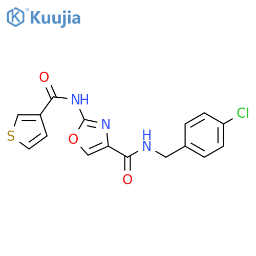 N-[(4-chlorophenyl)methyl]-2-(thiophene-3-amido)-1,3-oxazole-4-carboxamide structure