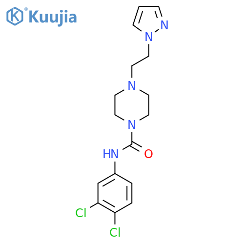 N-(3,4-dichlorophenyl)-4-2-(1H-pyrazol-1-yl)ethylpiperazine-1-carboxamide structure