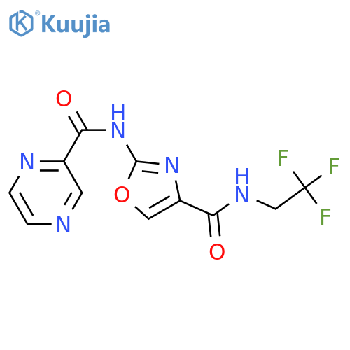 N-{4-[(2,2,2-trifluoroethyl)carbamoyl]-1,3-oxazol-2-yl}pyrazine-2-carboxamide structure