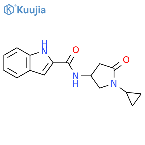 N-(1-cyclopropyl-5-oxopyrrolidin-3-yl)-1H-indole-2-carboxamide structure