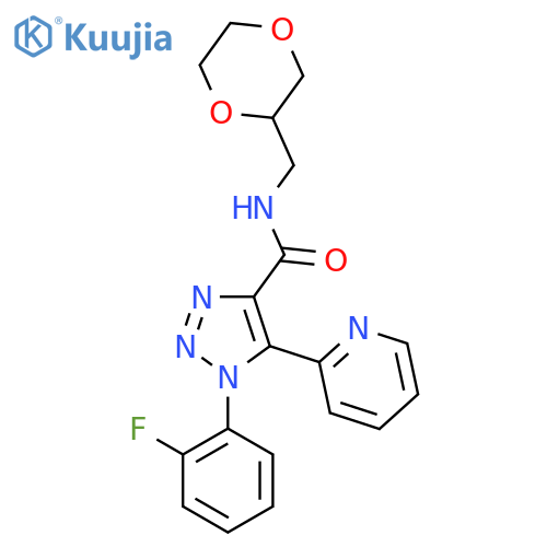 N-(1,4-dioxan-2-yl)methyl-1-(2-fluorophenyl)-5-(pyridin-2-yl)-1H-1,2,3-triazole-4-carboxamide structure