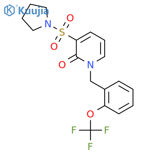 3-(pyrrolidine-1-sulfonyl)-1-{2-(trifluoromethoxy)phenylmethyl}-1,2-dihydropyridin-2-one structure