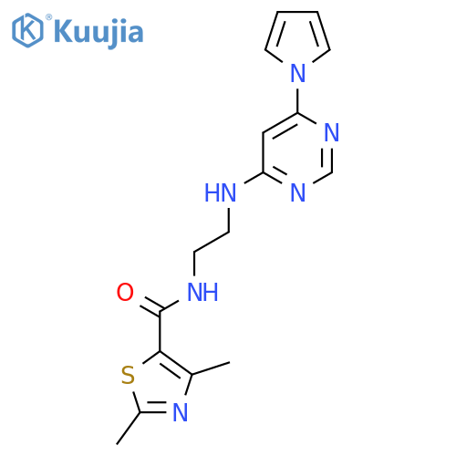 2,4-dimethyl-N-(2-{[6-(1H-pyrrol-1-yl)pyrimidin-4-yl]amino}ethyl)-1,3-thiazole-5-carboxamide structure