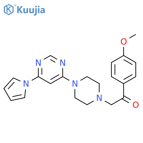 2-(4-methoxyphenyl)-1-{4-[6-(1H-pyrrol-1-yl)pyrimidin-4-yl]piperazin-1-yl}ethan-1-one structure