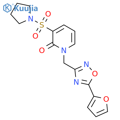 1-{5-(furan-2-yl)-1,2,4-oxadiazol-3-ylmethyl}-3-(pyrrolidine-1-sulfonyl)-1,2-dihydropyridin-2-one structure