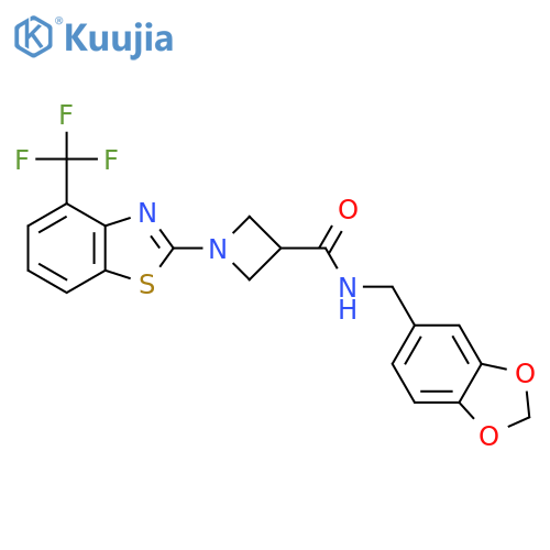 N-(2H-1,3-benzodioxol-5-yl)methyl-1-4-(trifluoromethyl)-1,3-benzothiazol-2-ylazetidine-3-carboxamide structure