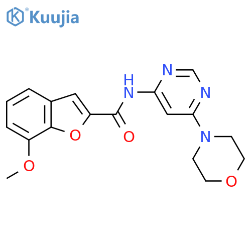 7-methoxy-N-6-(morpholin-4-yl)pyrimidin-4-yl-1-benzofuran-2-carboxamide structure