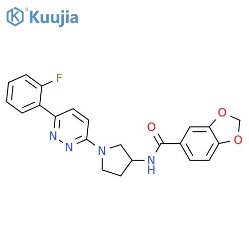 N-{1-6-(2-fluorophenyl)pyridazin-3-ylpyrrolidin-3-yl}-2H-1,3-benzodioxole-5-carboxamide structure