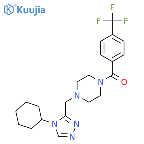 1-(4-cyclohexyl-4H-1,2,4-triazol-3-yl)methyl-4-4-(trifluoromethyl)benzoylpiperazine structure