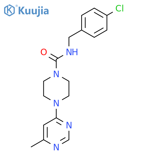 N-(4-chlorophenyl)methyl-4-(6-methylpyrimidin-4-yl)piperazine-1-carboxamide structure