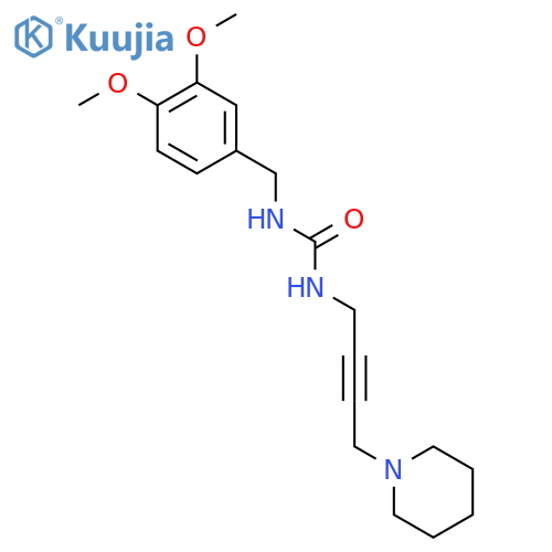 3-(3,4-dimethoxyphenyl)methyl-1-4-(piperidin-1-yl)but-2-yn-1-ylurea structure
