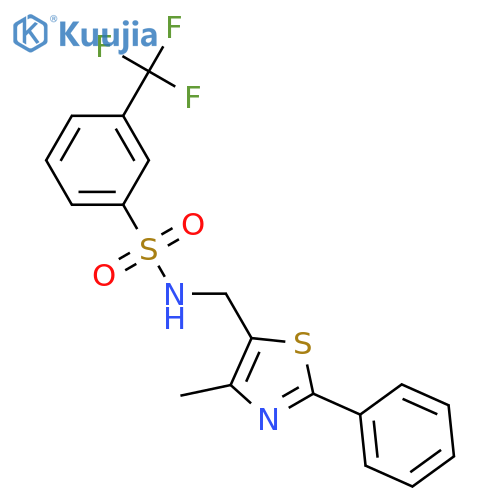N-(4-methyl-2-phenyl-1,3-thiazol-5-yl)methyl-3-(trifluoromethyl)benzene-1-sulfonamide structure