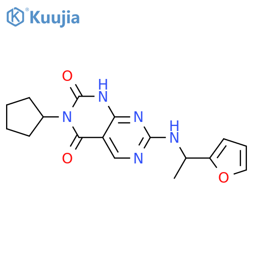 3-cyclopentyl-7-{1-(furan-2-yl)ethylamino}-1H,2H,3H,4H-1,3diazino4,5-dpyrimidine-2,4-dione structure