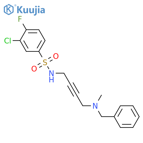 N-{4-benzyl(methyl)aminobut-2-yn-1-yl}-3-chloro-4-fluorobenzene-1-sulfonamide structure