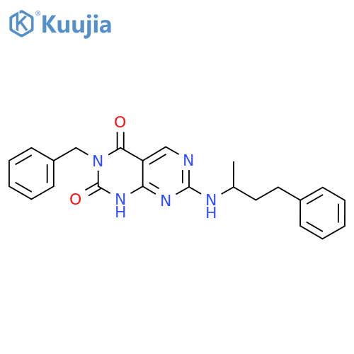 3-benzyl-7-(4-phenylbutan-2-yl)amino-1H,2H,3H,4H-1,3diazino4,5-dpyrimidine-2,4-dione structure