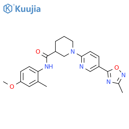N-(4-methoxy-2-methylphenyl)-1-5-(3-methyl-1,2,4-oxadiazol-5-yl)pyridin-2-ylpiperidine-3-carboxamide structure