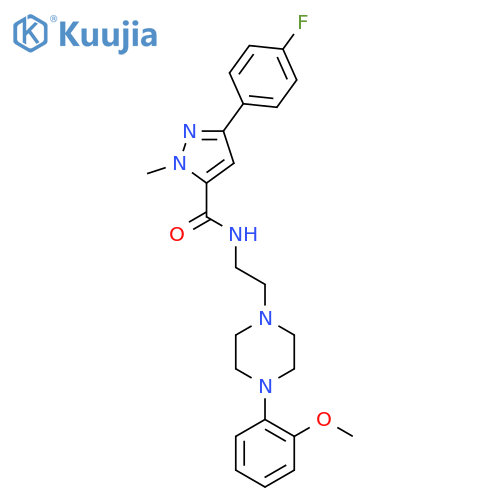 3-(4-fluorophenyl)-N-{2-[4-(2-methoxyphenyl)piperazin-1-yl]ethyl}-1-methyl-1H-pyrazole-5-carboxamide structure