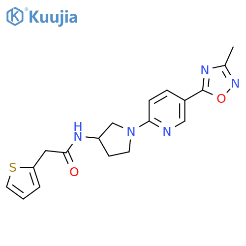 N-{1-5-(3-methyl-1,2,4-oxadiazol-5-yl)pyridin-2-ylpyrrolidin-3-yl}-2-(thiophen-2-yl)acetamide structure