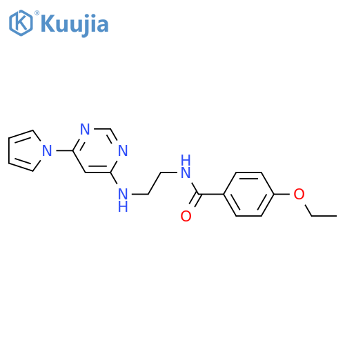 4-ethoxy-N-(2-{[6-(1H-pyrrol-1-yl)pyrimidin-4-yl]amino}ethyl)benzamide structure