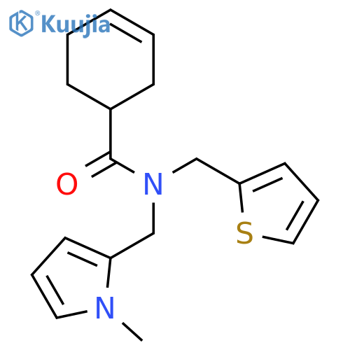 N-[(1-methyl-1H-pyrrol-2-yl)methyl]-N-[(thiophen-2-yl)methyl]cyclohex-3-ene-1-carboxamide structure