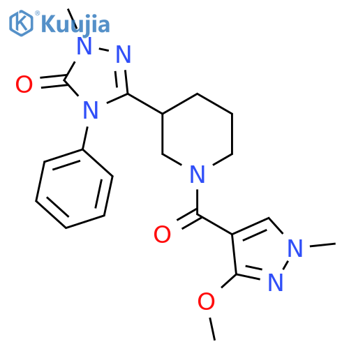 3-1-(3-methoxy-1-methyl-1H-pyrazole-4-carbonyl)piperidin-3-yl-1-methyl-4-phenyl-4,5-dihydro-1H-1,2,4-triazol-5-one structure