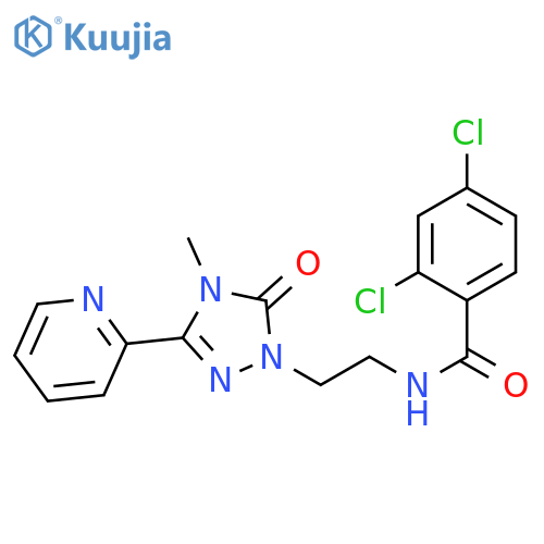 2,4-dichloro-N-{2-4-methyl-5-oxo-3-(pyridin-2-yl)-4,5-dihydro-1H-1,2,4-triazol-1-ylethyl}benzamide structure