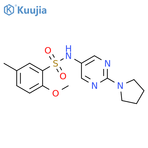 2-methoxy-5-methyl-N-2-(pyrrolidin-1-yl)pyrimidin-5-ylbenzene-1-sulfonamide structure