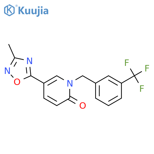 5-(3-methyl-1,2,4-oxadiazol-5-yl)-1-{3-(trifluoromethyl)phenylmethyl}-1,2-dihydropyridin-2-one structure