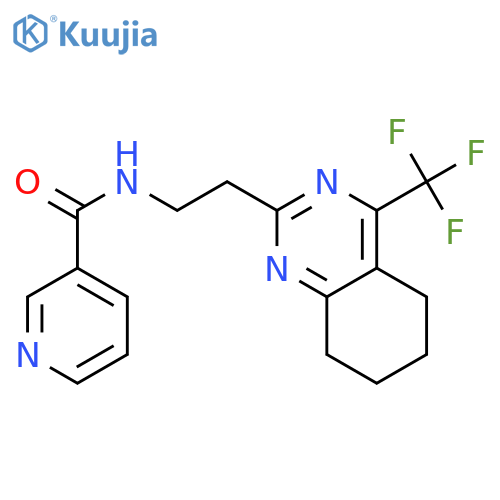 N-{2-[4-(trifluoromethyl)-5,6,7,8-tetrahydroquinazolin-2-yl]ethyl}pyridine-3-carboxamide structure