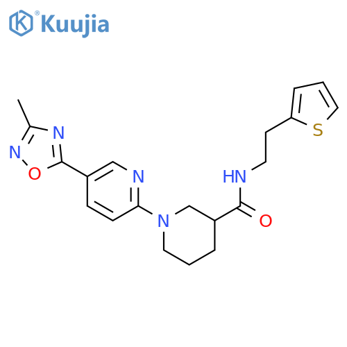 1-5-(3-methyl-1,2,4-oxadiazol-5-yl)pyridin-2-yl-N-2-(thiophen-2-yl)ethylpiperidine-3-carboxamide structure