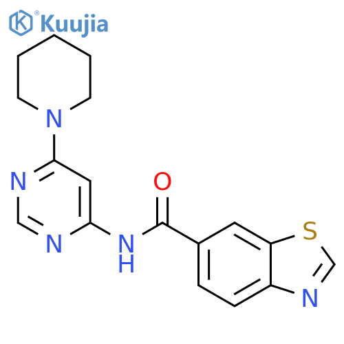 N-6-(piperidin-1-yl)pyrimidin-4-yl-1,3-benzothiazole-6-carboxamide structure
