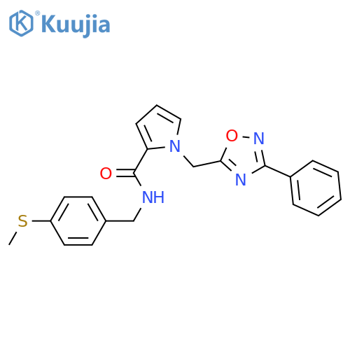N-{4-(methylsulfanyl)phenylmethyl}-1-(3-phenyl-1,2,4-oxadiazol-5-yl)methyl-1H-pyrrole-2-carboxamide structure