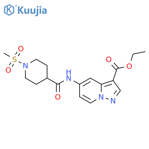 ethyl 5-(1-methanesulfonylpiperidine-4-amido)pyrazolo[1,5-a]pyridine-3-carboxylate structure