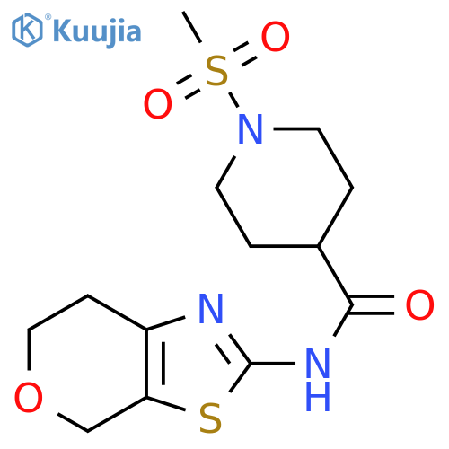 1-methanesulfonyl-N-{4H,6H,7H-pyrano4,3-d1,3thiazol-2-yl}piperidine-4-carboxamide structure