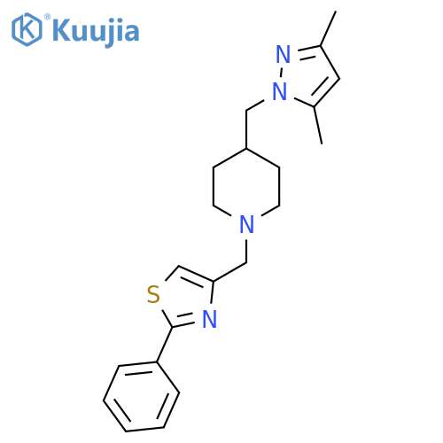4-(3,5-dimethyl-1H-pyrazol-1-yl)methyl-1-(2-phenyl-1,3-thiazol-4-yl)methylpiperidine structure