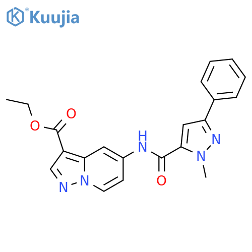 ethyl 5-(1-methyl-3-phenyl-1H-pyrazole-5-amido)pyrazolo[1,5-a]pyridine-3-carboxylate structure