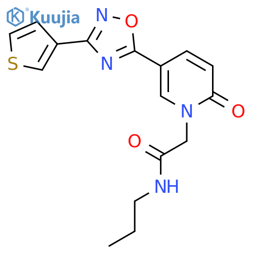 2-{2-oxo-5-3-(thiophen-3-yl)-1,2,4-oxadiazol-5-yl-1,2-dihydropyridin-1-yl}-N-propylacetamide structure