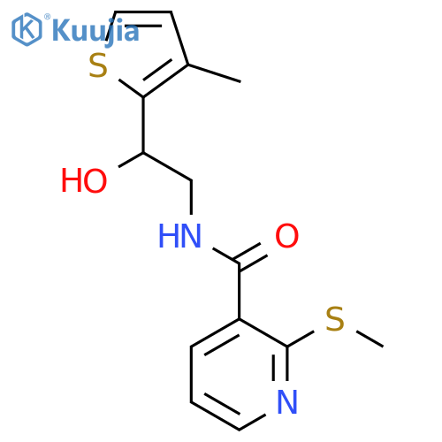 N-2-hydroxy-2-(3-methylthiophen-2-yl)ethyl-2-(methylsulfanyl)pyridine-3-carboxamide structure