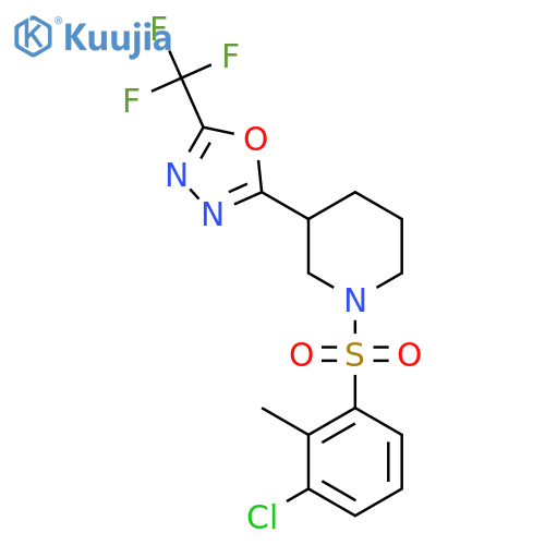 1-(3-chloro-2-methylbenzenesulfonyl)-3-5-(trifluoromethyl)-1,3,4-oxadiazol-2-ylpiperidine structure
