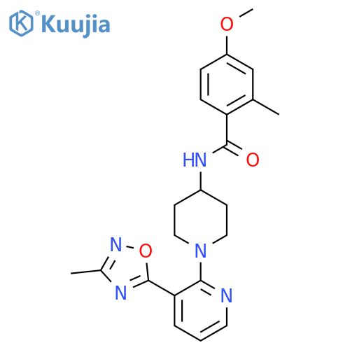 4-methoxy-2-methyl-N-{1-3-(3-methyl-1,2,4-oxadiazol-5-yl)pyridin-2-ylpiperidin-4-yl}benzamide structure