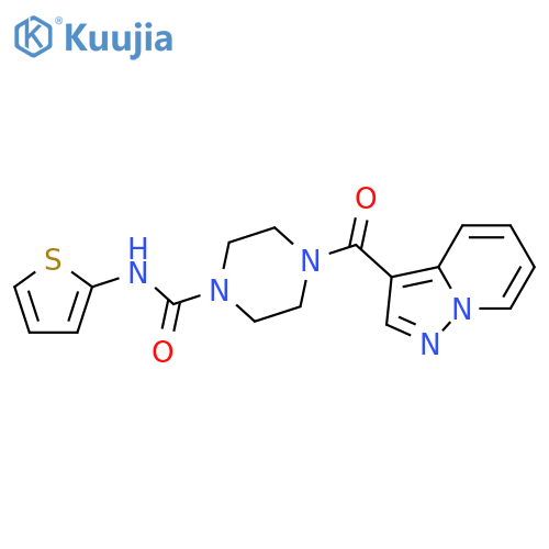4-{pyrazolo[1,5-a]pyridine-3-carbonyl}-N-(thiophen-2-yl)piperazine-1-carboxamide structure