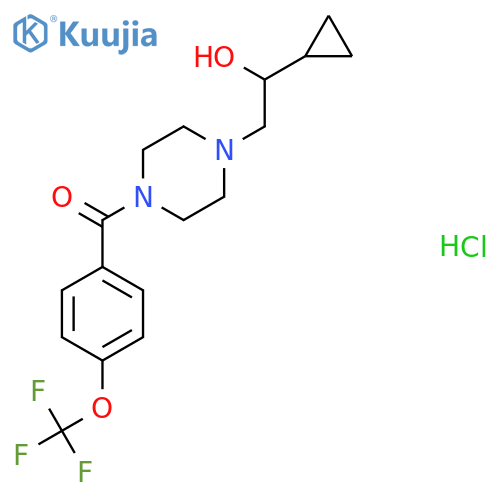 1-cyclopropyl-2-{4-4-(trifluoromethoxy)benzoylpiperazin-1-yl}ethan-1-ol hydrochloride structure