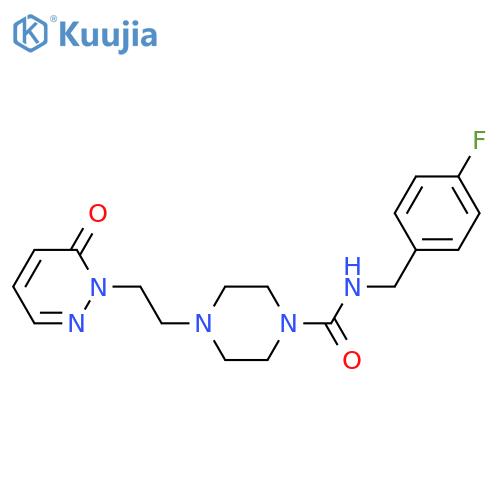 N-(4-fluorophenyl)methyl-4-2-(6-oxo-1,6-dihydropyridazin-1-yl)ethylpiperazine-1-carboxamide structure