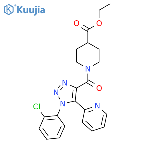 ethyl 1-1-(2-chlorophenyl)-5-(pyridin-2-yl)-1H-1,2,3-triazole-4-carbonylpiperidine-4-carboxylate structure