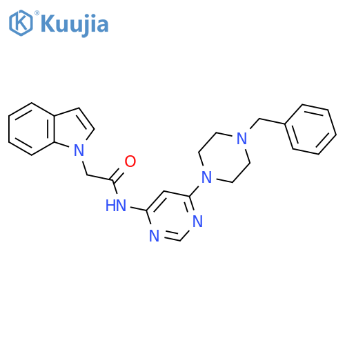 N-6-(4-benzylpiperazin-1-yl)pyrimidin-4-yl-2-(1H-indol-1-yl)acetamide structure